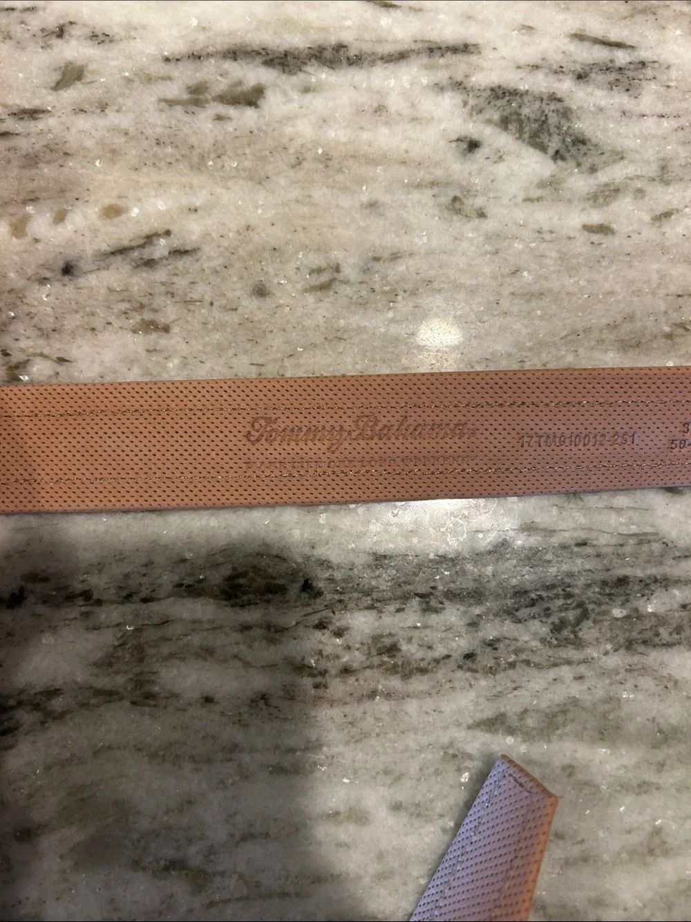 Tommy Bahama Brown Leather Belt with Light Tan Edge